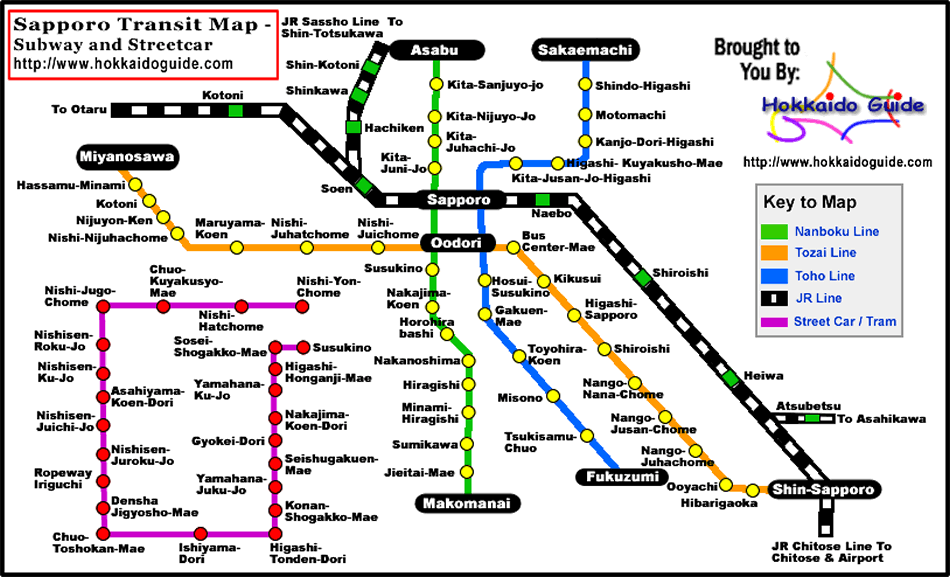 Sapporo Subway & Street Car Map