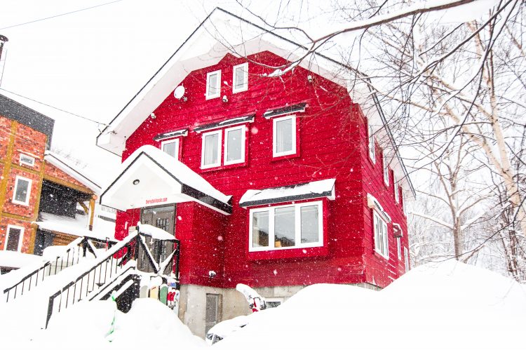 The Red Ski House outside